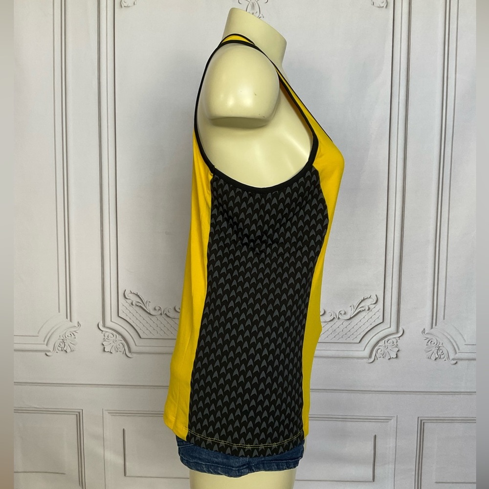 WeLoveFine x Star Trek Gold Emblem Black & Yellow Racerback Active Tank Top Lg - Picture 2 of 6